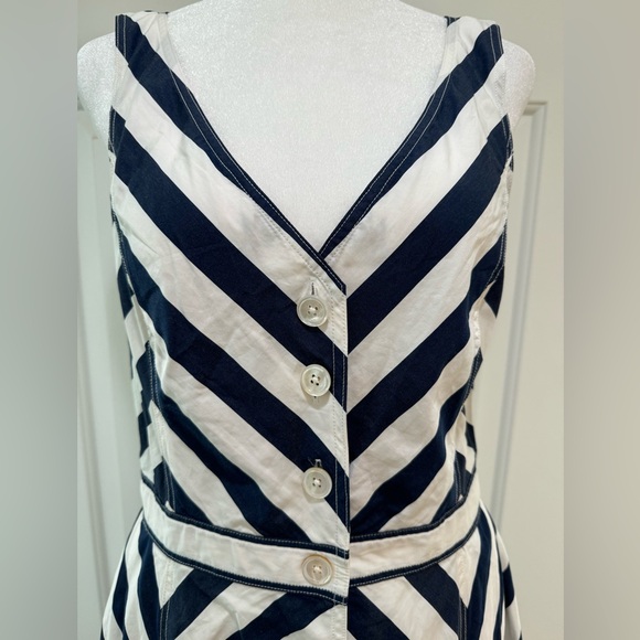 NWOT RALPH LAUREN Chevron Stripe Cotton Midi Dress - Picture 5 of 14